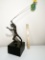 Awesome Tall Brass Boy Holding Balloons Sculpture on Wood Block with Signature Plate