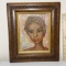 Original Oil Painting of Woman in Ornately Carved Wooden Frame