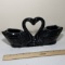 Black Pottery Swan Heart Double Planter
