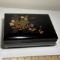 Beautiful Black Lacquer Floral Jewelry Box with Red Interior