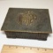 Heavy Metal Hinged Wood Lined Box with Brass 3D Top