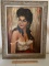 Original Painting of Woman in Ornate Wooden Frame Signed “Judy”