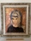 Original Painting of woman in Ornately Carved Wooden Frame Signed “Judy”