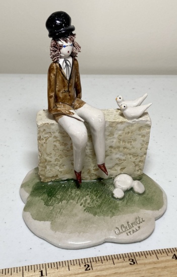 Vintage Hand Crafted W. Cabrelli Italian Boy with Doves Figurine