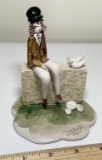 Vintage Hand Crafted W. Cabrelli Italian Boy with Doves Figurine