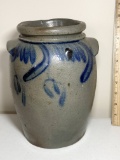 Nice Salt Glaze Pottery Vessel w/ Cobalt Drip Glaze