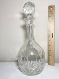 Tall Etched Crystal Decanter with Stopper