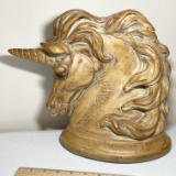 Heavy Pottery Unicorn Head Statue