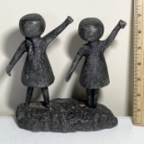 Mid Century Super Heavy Lead William Lattimer Waving Girls Statue