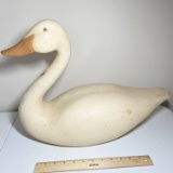 Beautiful Hand Carved Large Wooden Goose Statue Signed by Artist on Bottom