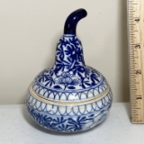 Pretty Blue & White Porcelain Pear Shaped Trinket Box