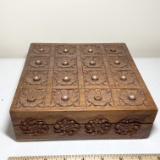 Beautifully Carved Wooden Hinged & Lined Box