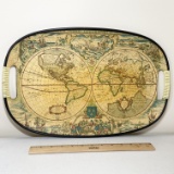 Vintage World Map Double Handled Tray