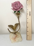 Pretty Brass Rose on Stone