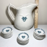 Shenango China Pitcher with 14 Dishes with Country West Point Eagle Design