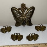 Brass Butterfly Hook & 4 Butterfly Pulls