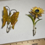 Metal Butterfly & Sunflower Wall Hook