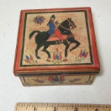 Unique Hand Painted Man on Horse Lidded Box