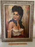 Original Painting of Woman in Ornate Wooden Frame Signed “Judy”