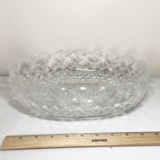 Gorgeous Large Oval Waterford Crystal Bowl with Scalloped Edge Signed on Bottom