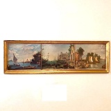 Vintage 3 Part Sea Port Print on Wood