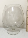 Etched Eagle Glass Pedestal Vase