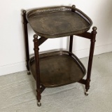 Vintage 2-Tier Wooden Table with Tray Tops