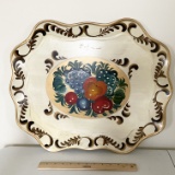 Vintage Metal Hand Painted Serving Tray with Fruit Design