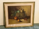 Vintage Original Fruit Basket Painting Signed by Artist in Frame