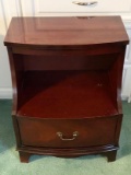 Vintage Federal Style Curved Front Wooden Single Drawer Stand