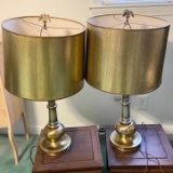 Pair of Vintage Brass Lamps with Eagle Finials