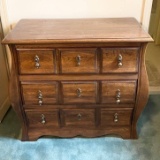 Vintage 3 Drawer Bombe Wooden Chest