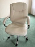 Rolling Off-White Soft Office Chair with Tall Back