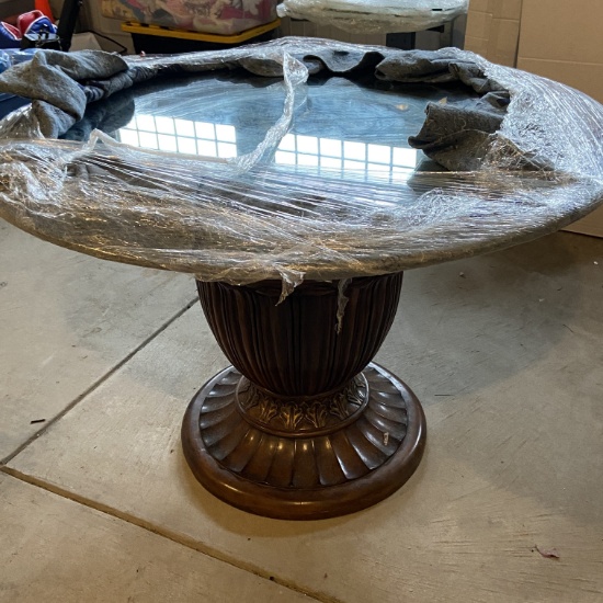Beautiful Wooden Pedestal Round Glass Top Table
