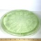 Beautiful Vintage Vaseline Glass Footed Cake Plate with Embossed Design
