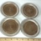 Set of 4 Vintage Sterling Silver & Wood Coasters