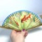 Vintage Koi Fish Hand Fan with Brass Tone Handle