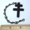 Antique Silver Tone Double Cross Pendant on Small Chain