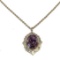 Vintage Gold Tone Locket on 24” Gold Tone Chain with Large Purple Stone