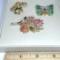 Beautiful Set of 3 Brooches with Multi Colored Stones by Kim Rogers with Box