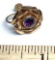 14K Gold Screw Back Flower Earring with Purple Stone