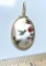 Beautiful Hand Painted Mother-of-Pearl Cabochon Pendant Set in 1/20 12K Gold Filled Setting