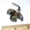 Antique 900 Silver Orchid Flower Pin with Small Emerald Stone