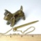 Vintage Brass Scottie Dog with Mechanical Pencil on Chain Made in Japan