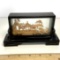 Vintage Black Lacquer Oriental Carved Cork Art