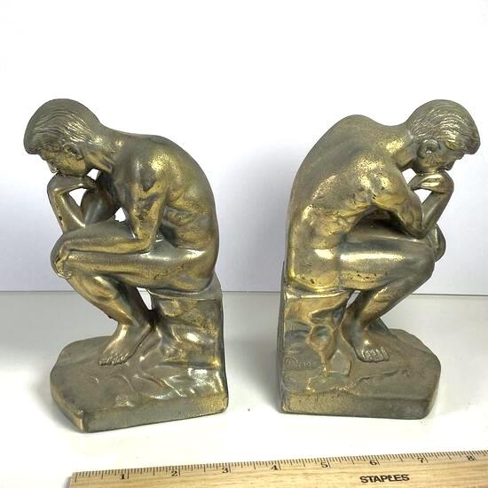 1928 “The Thinker” Brass Finish Bookends