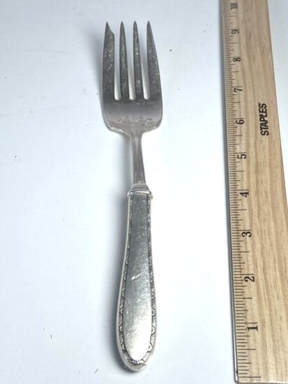 Large Vintage Serving Fork with Sterling Silver Handle