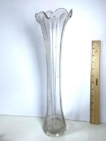 Vintage Tall Clear Pulled Glass Vase