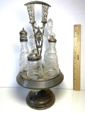 Antique Cruet Set with Silver Plated Caddy