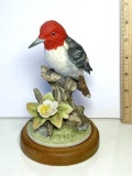 Pretty Vintage Hand Painted Red-Headed Woodpecker Porcelain Figurine Made in Japan